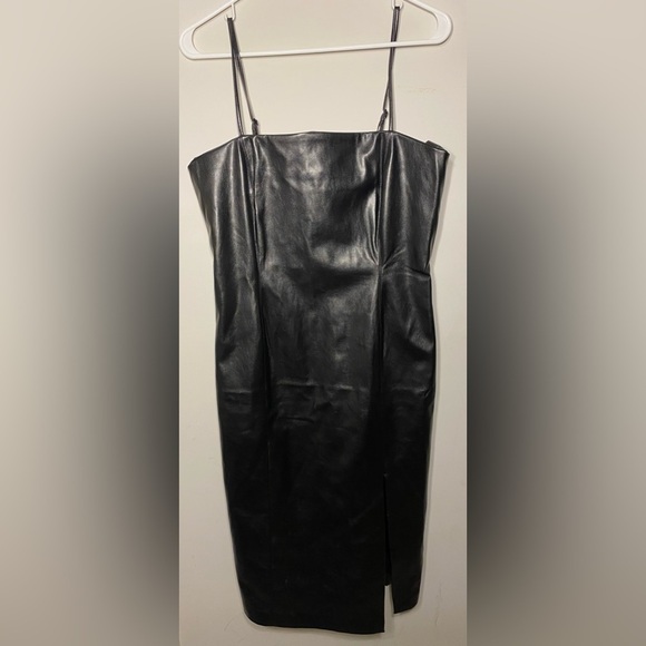 Steve Madden Dresses & Skirts - Steve Madden metallic vegan leather midi dress black | Size L